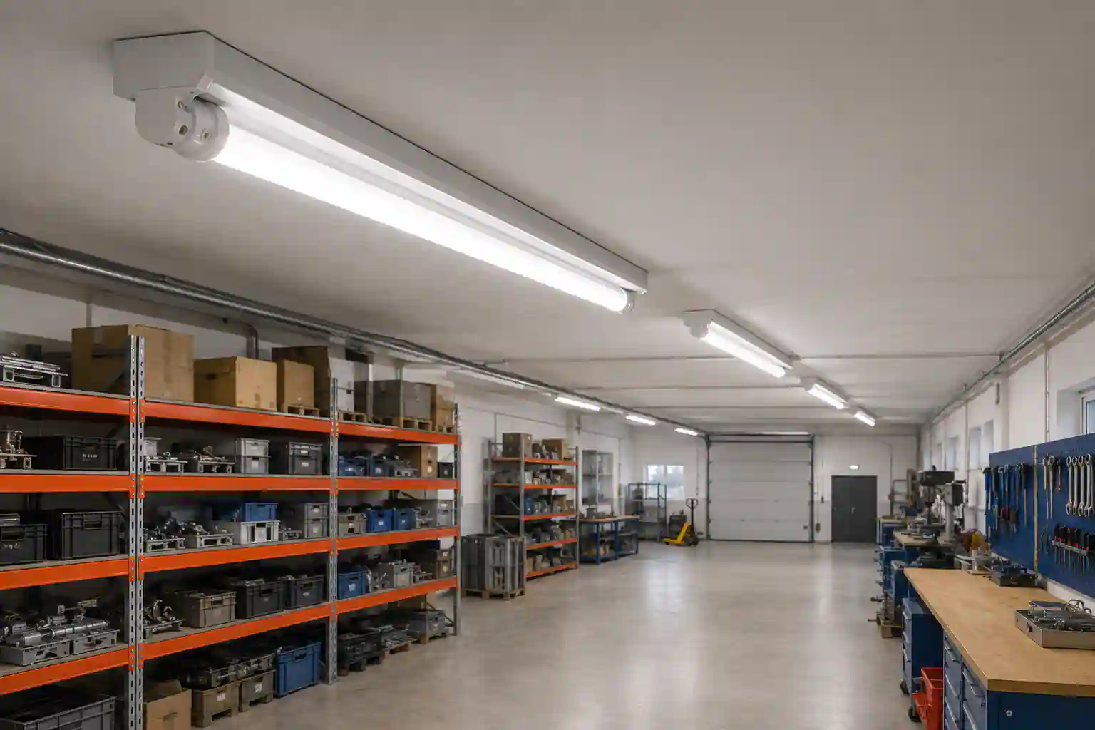 Tři LED trubice svítící teplou, denní a studenou bílou vedle sebe